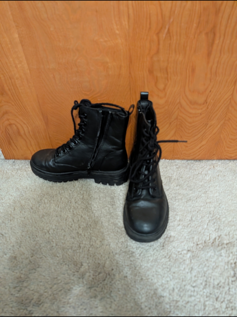 Soda Women's Black Combat Moto Boots